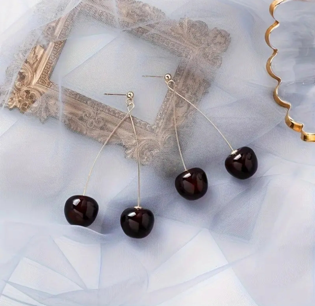 Double Cherry Dangle Earrings Fashion Jewelry Gifts Accessories