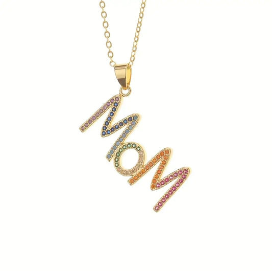 Fashion Rhinestone MOM Necklace Chain Jewelry Gifts Accessories