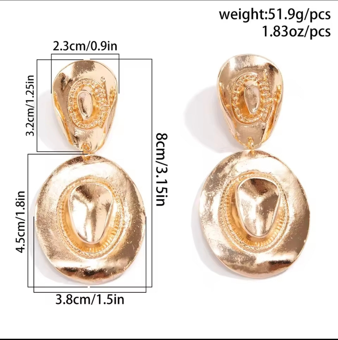 Retro Cowboy Hat Earrings Rodeo Accessories Jewelry