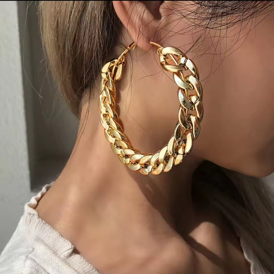 Chain inspired hoop earrings fashion jewelry