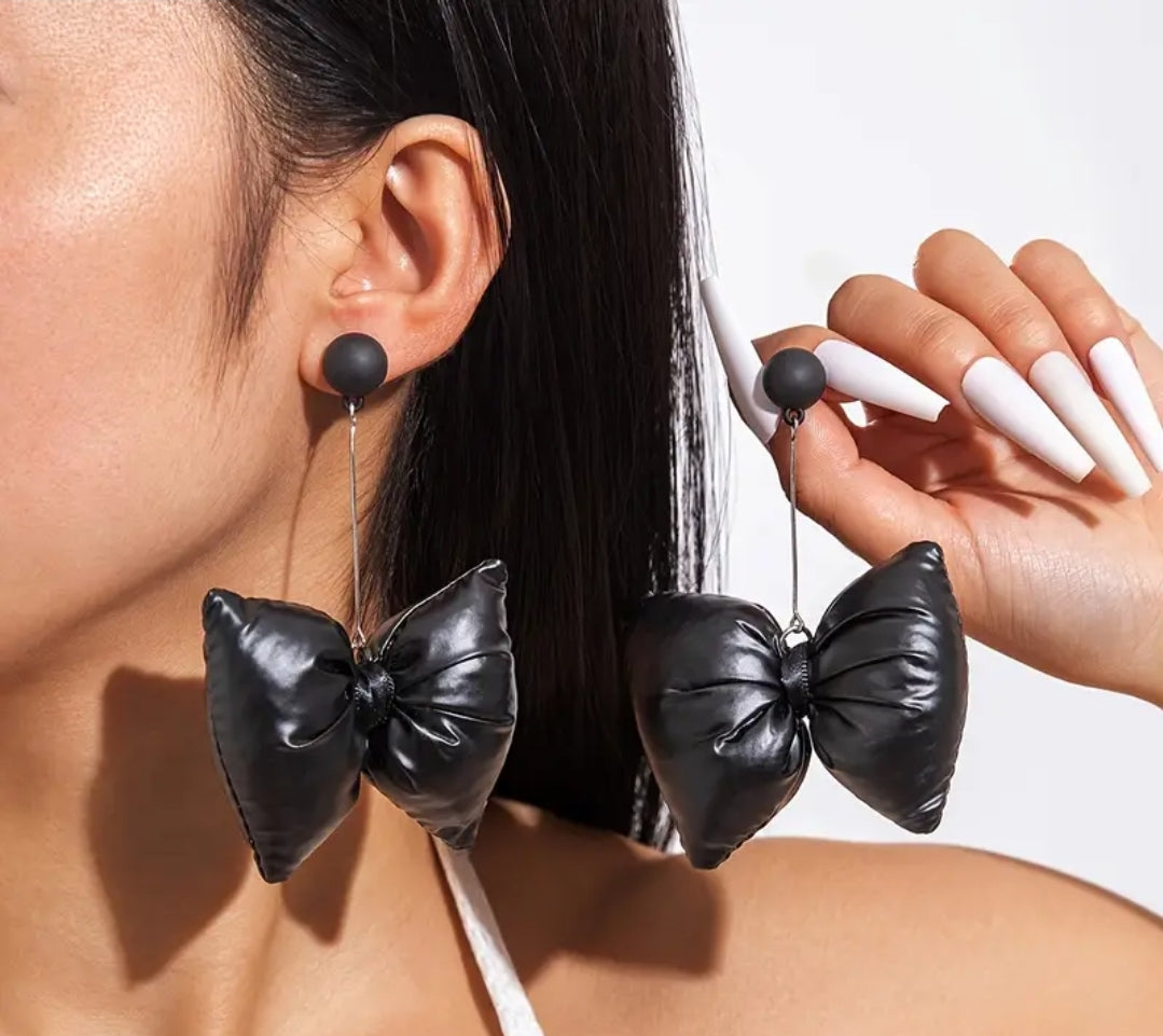 Retro Fashion Black Bow Earrings Jewelry Accessories Gifts