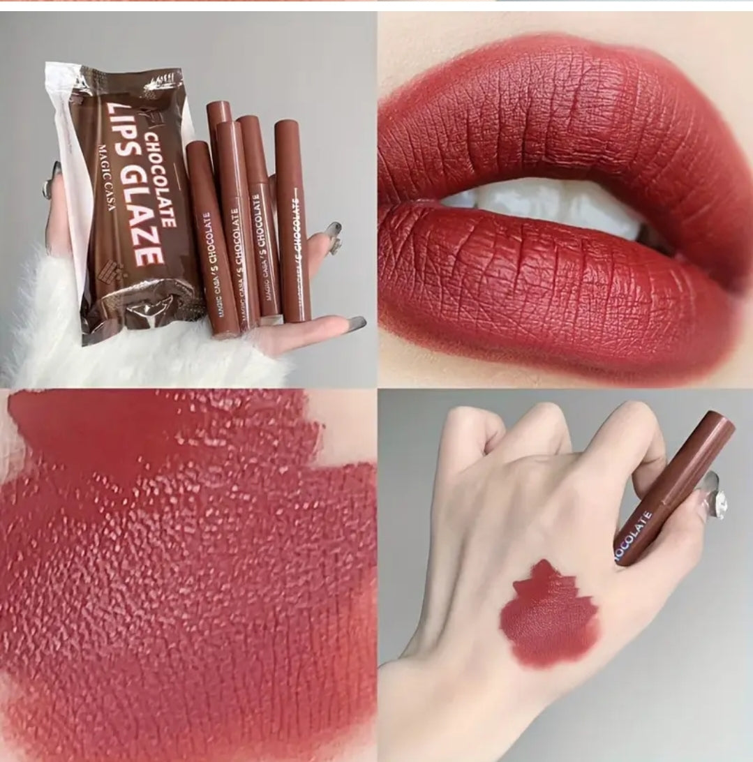 Chocolate Lips Glaze Lipstick Brown Color Set