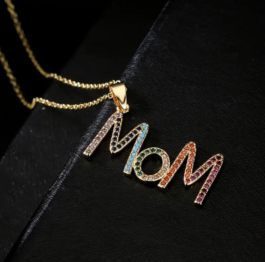 Fashion Rhinestone MOM Necklace Chain Jewelry Gifts Accessories