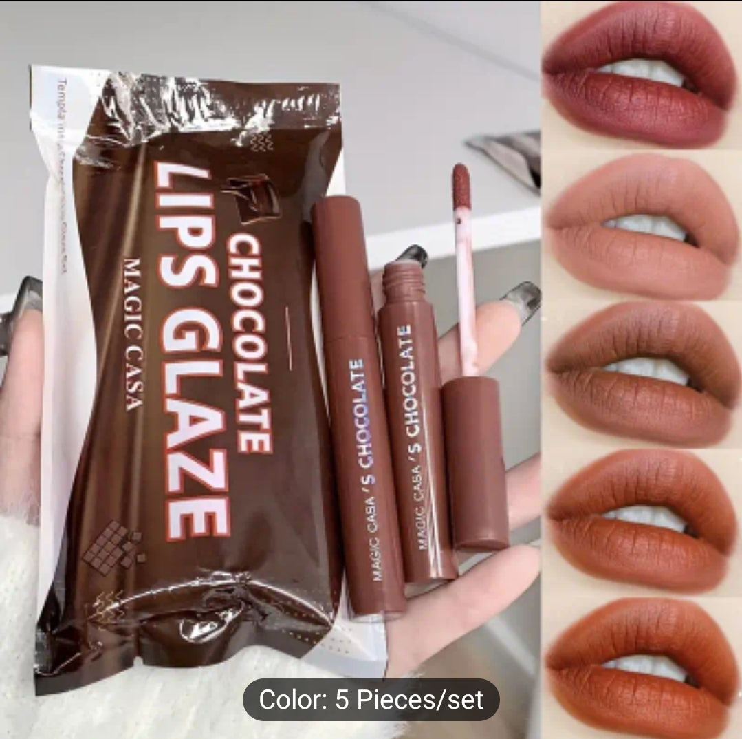 Chocolate Lips Glaze Lipstick Brown Color Set