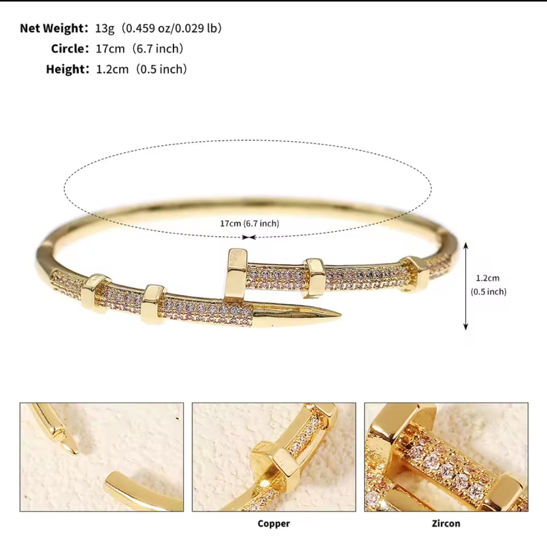 Retro Style nail inspired cuff bracelet women jewelry