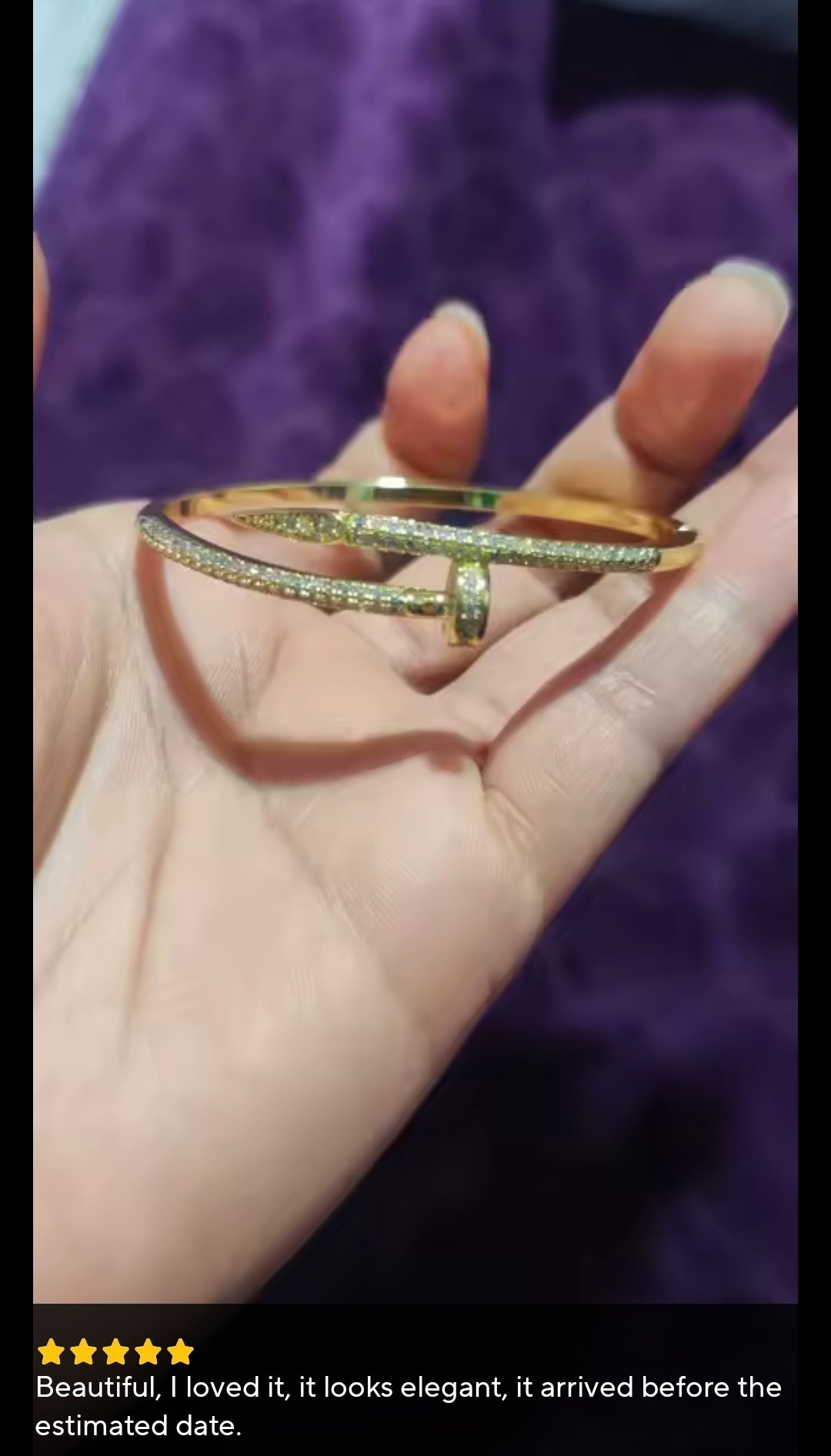 Rhinestone nail inspired cuff bracelet