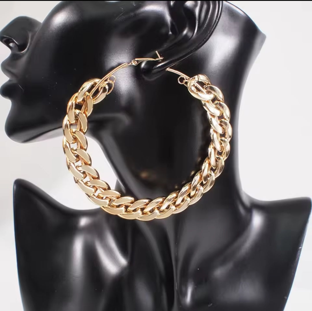 Chain inspired hoop earrings fashion jewelry