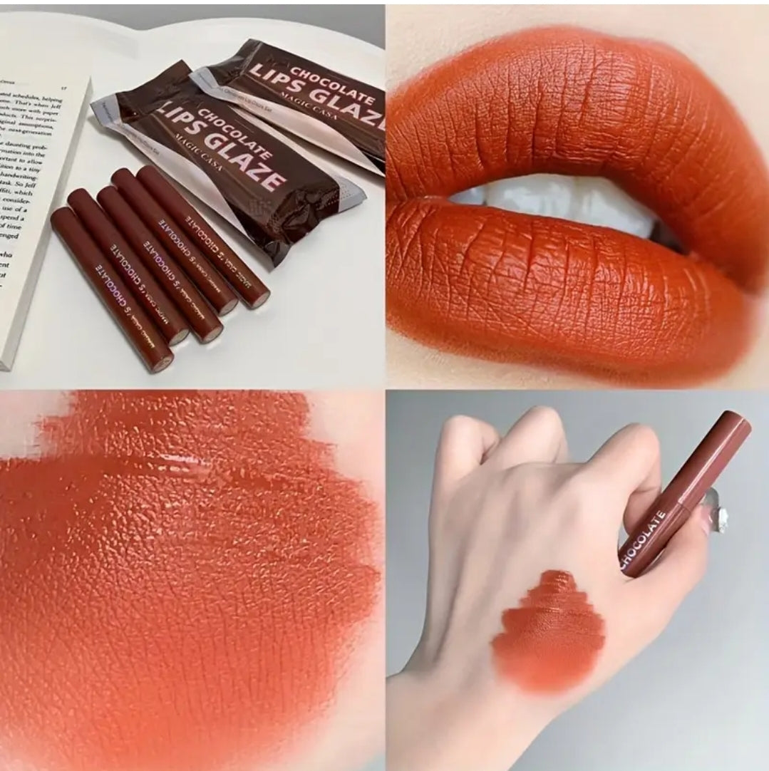 Chocolate Lips Glaze Lipstick Brown Color Set