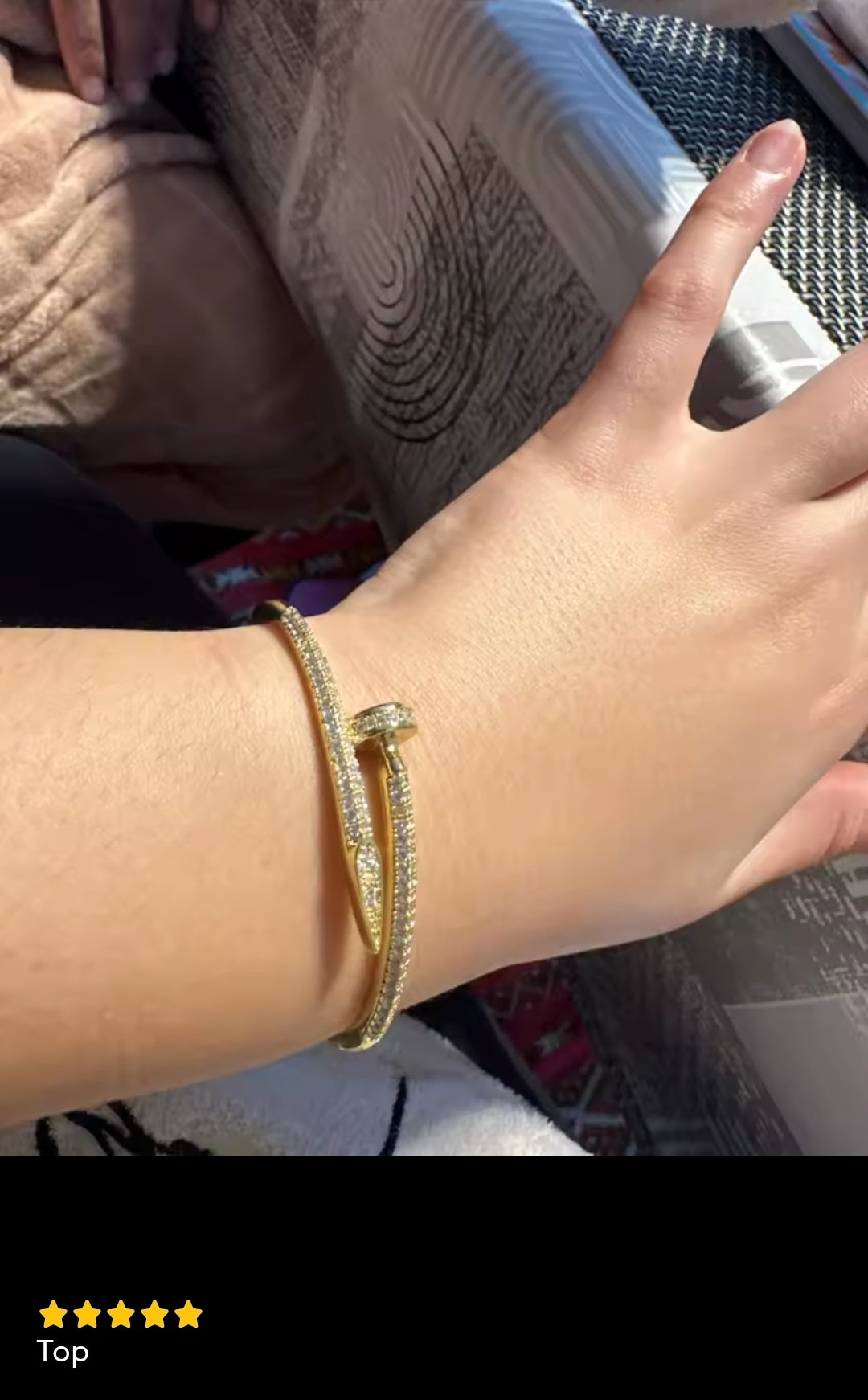 Rhinestone nail inspired cuff bracelet