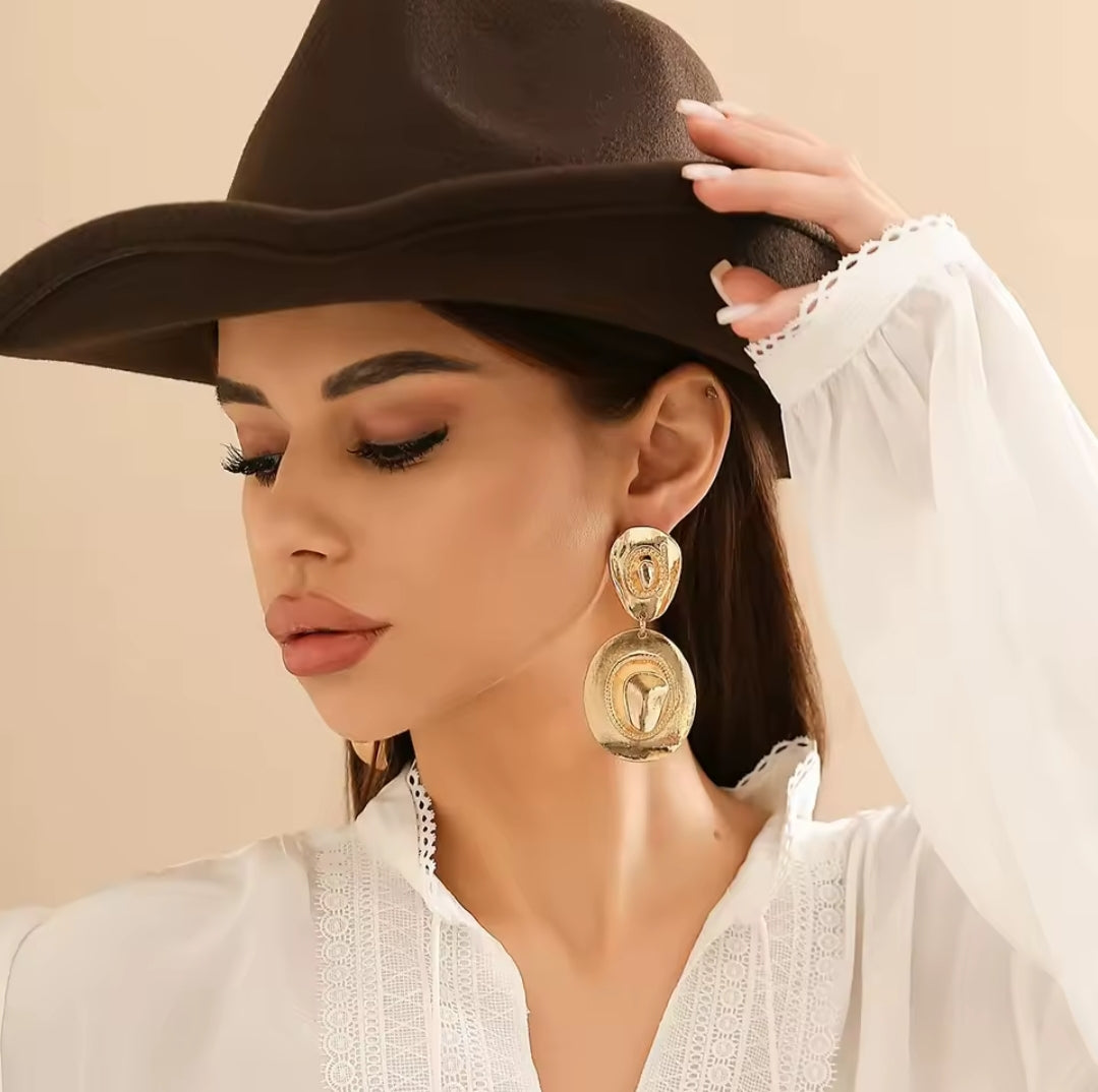 Retro Cowboy Hat Earrings Rodeo Accessories Jewelry