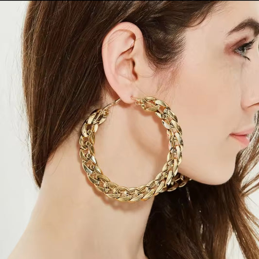 Chain inspired hoop earrings fashion jewelry