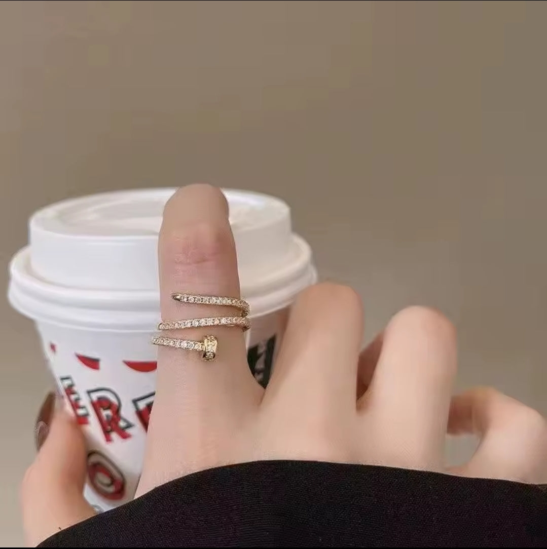 Nail Inspired Rhinestone Ring statement jewelry accessories women gits