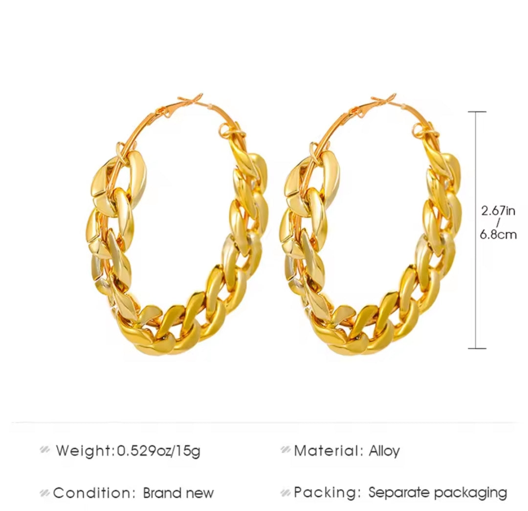 Chain inspired hoop earrings fashion jewelry