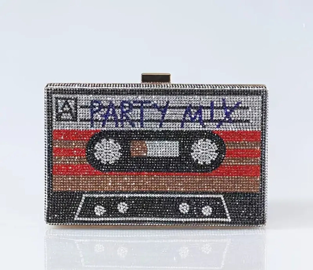 Retro Cassette tape Design Purse Clutch Crossbody Bag Gifts