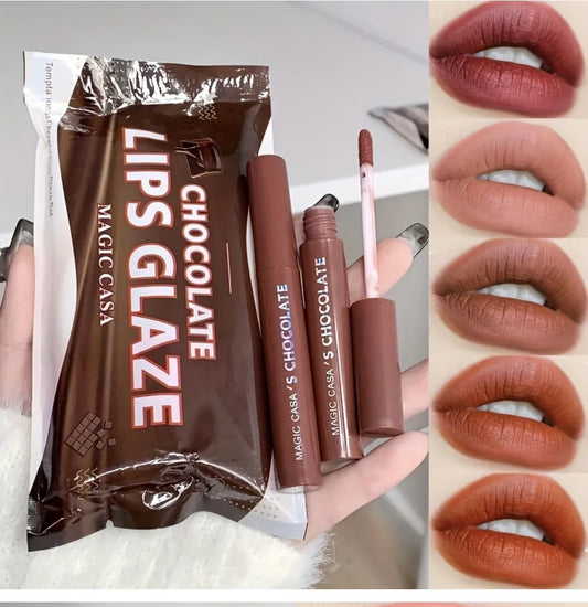 Chocolate Lips Glaze Lipstick Brown Color Set