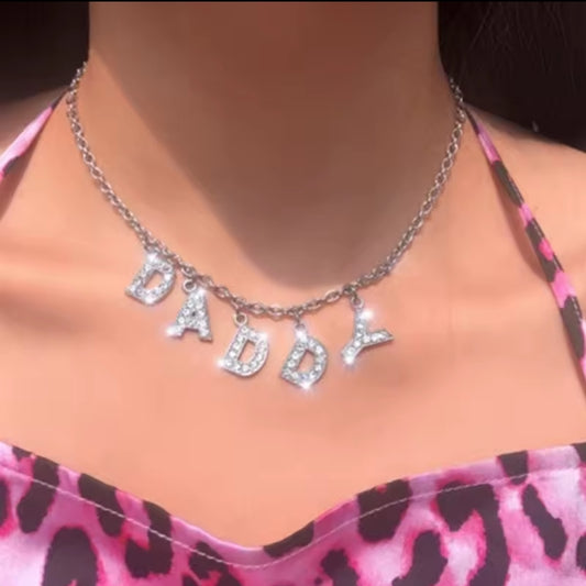 Fashion style rhinestone letter chain necklace jewelry