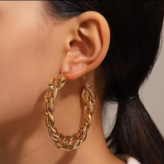 Chain inspired hoop earrings fashion jewelry