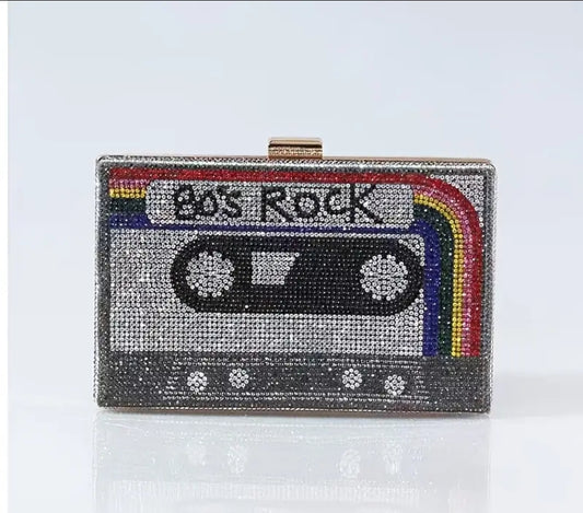 Retro Cassette tape Design Purse Clutch Crossbody Bag Gifts