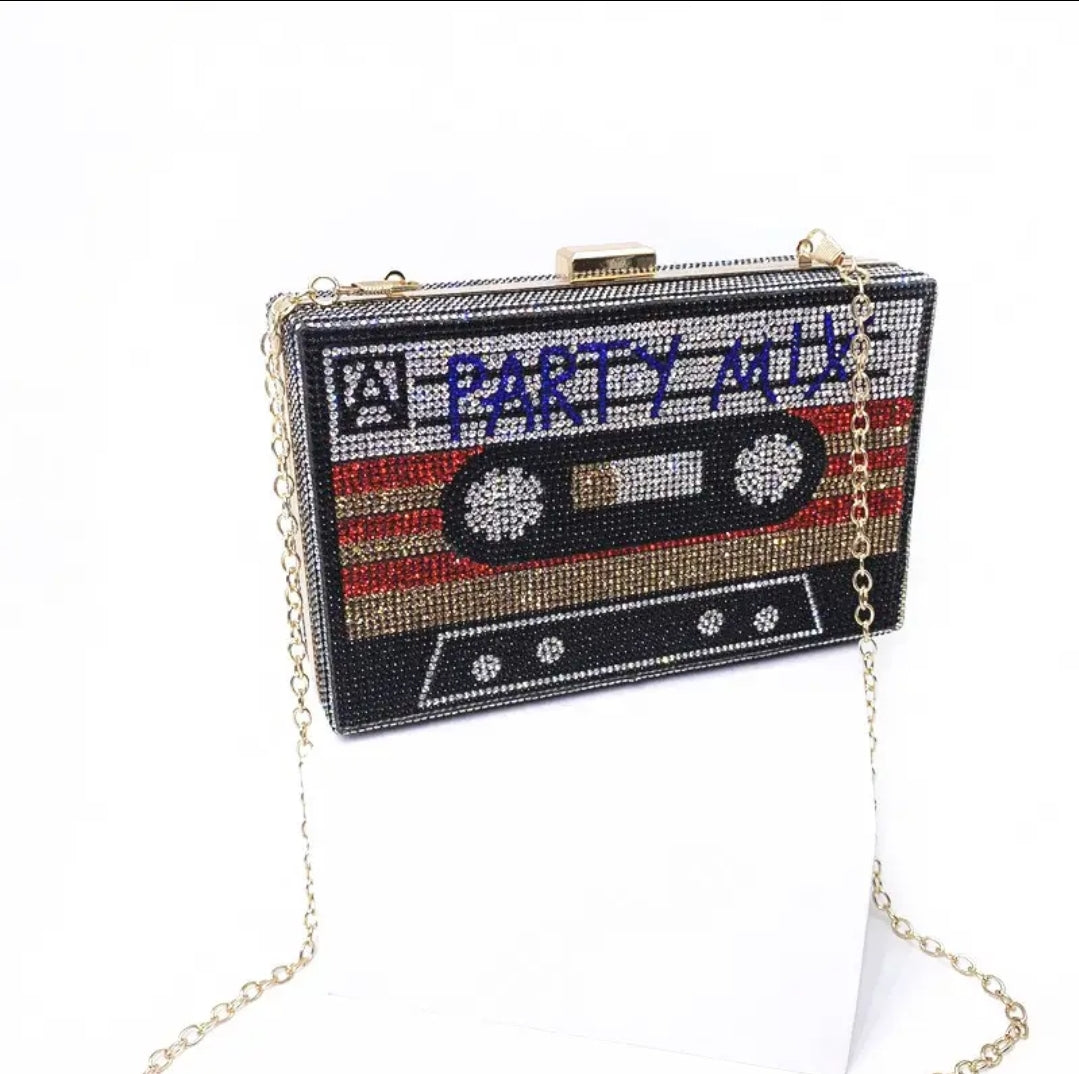Retro Cassette tape Design Purse Clutch Crossbody Bag Gifts