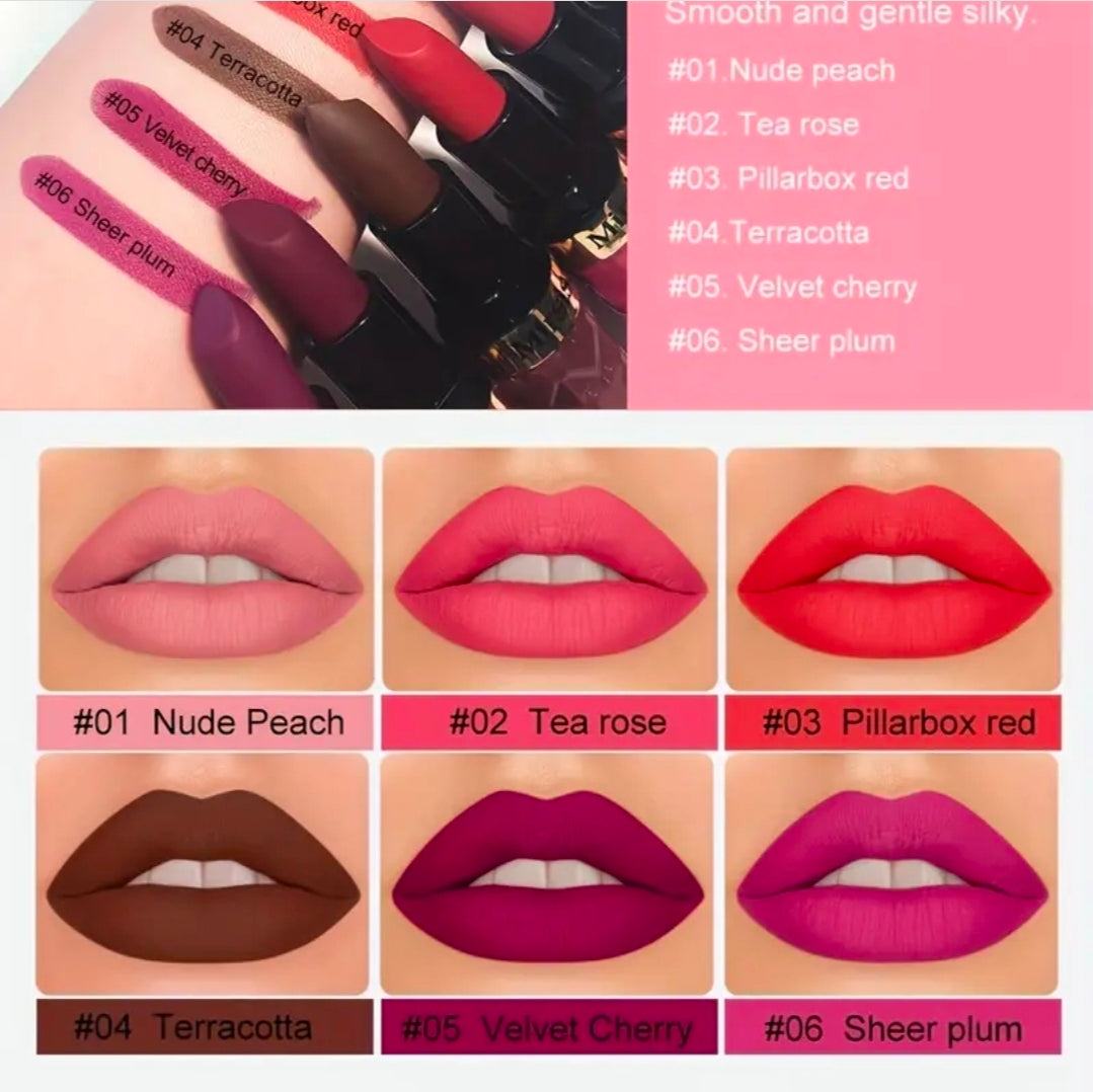 6 Color Matte Lipstick lip gloss set Waterproof & long lasting moisturizing non fade lipstick makeup