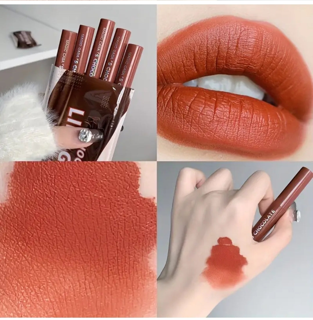 Chocolate Lips Glaze Lipstick Brown Color Set