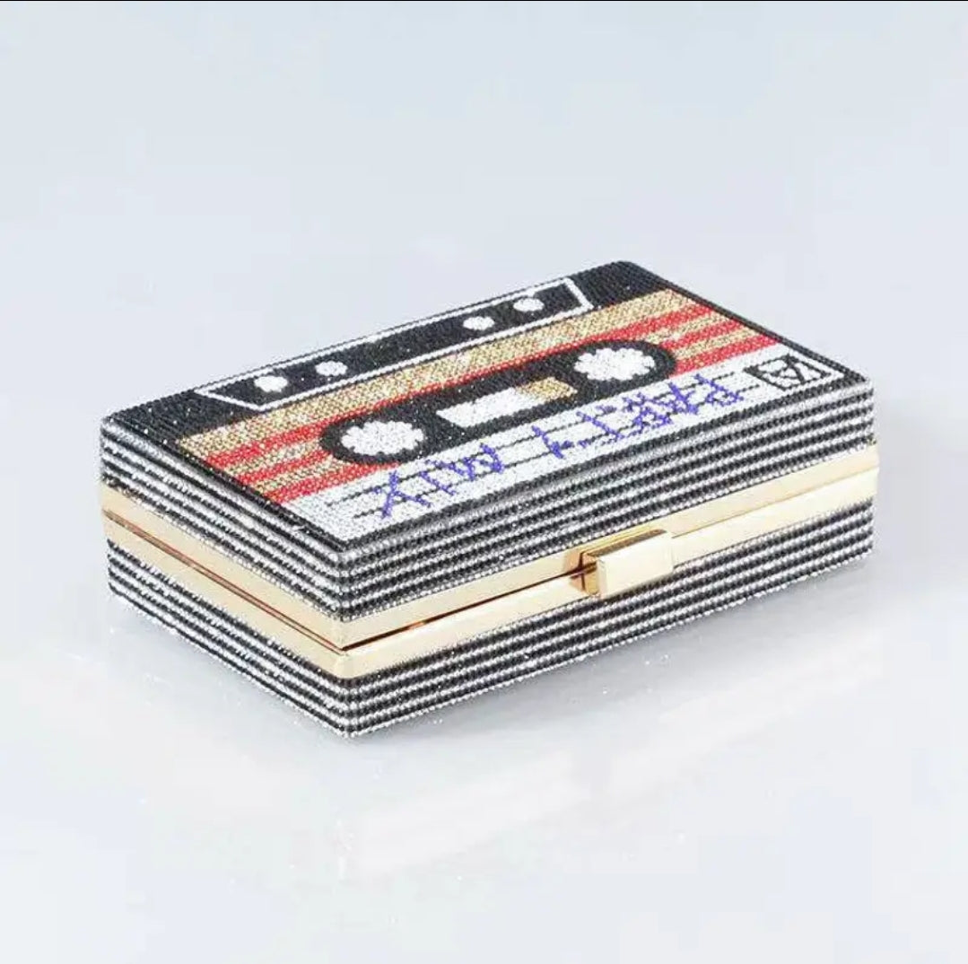 Retro Cassette tape Design Purse Clutch Crossbody Bag Gifts