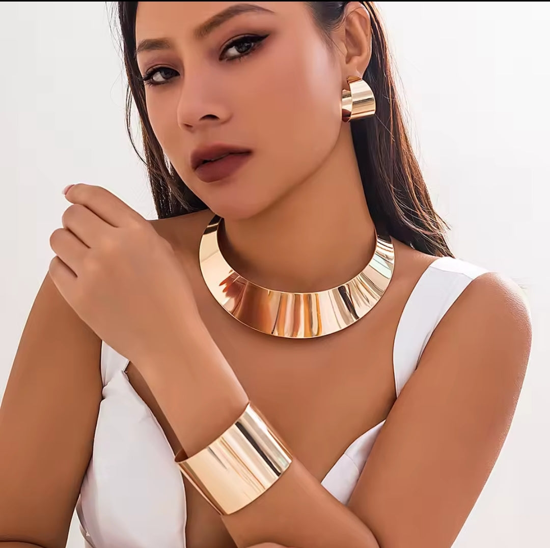 Statement gold necklace jewelry