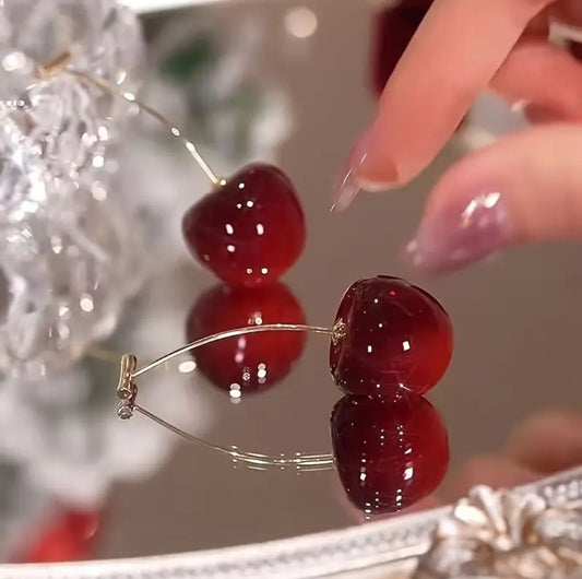 Cherry inspired earrings women jewelry
