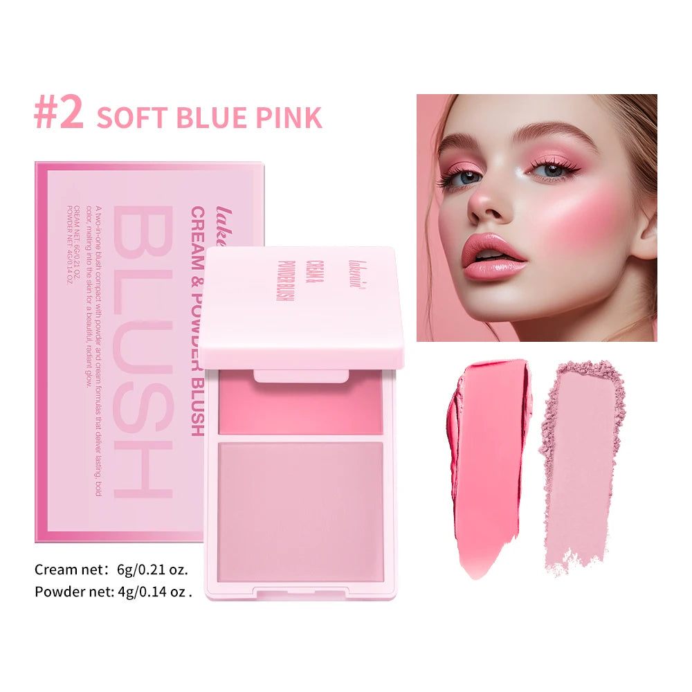 2IN1 Creme & Powder Blush Matte Natural Blush Eye Makeup Palette Long Lasting High Color Rendering Bright Pinky Patrick Ta Blush