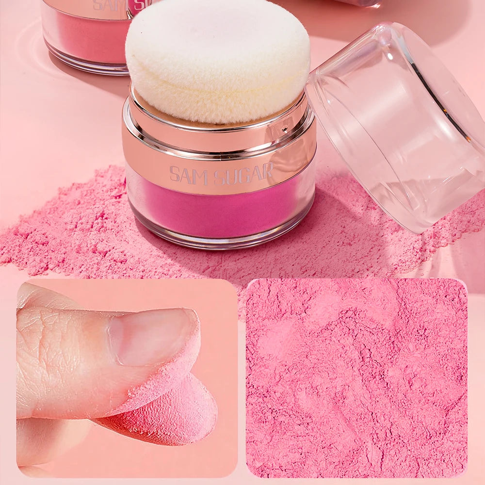 SAM SUGAR 6 color Air Cushion Blush  silky smooth matte eye shadow with an Easy to use Puff for Mushroom Head Loose Powder