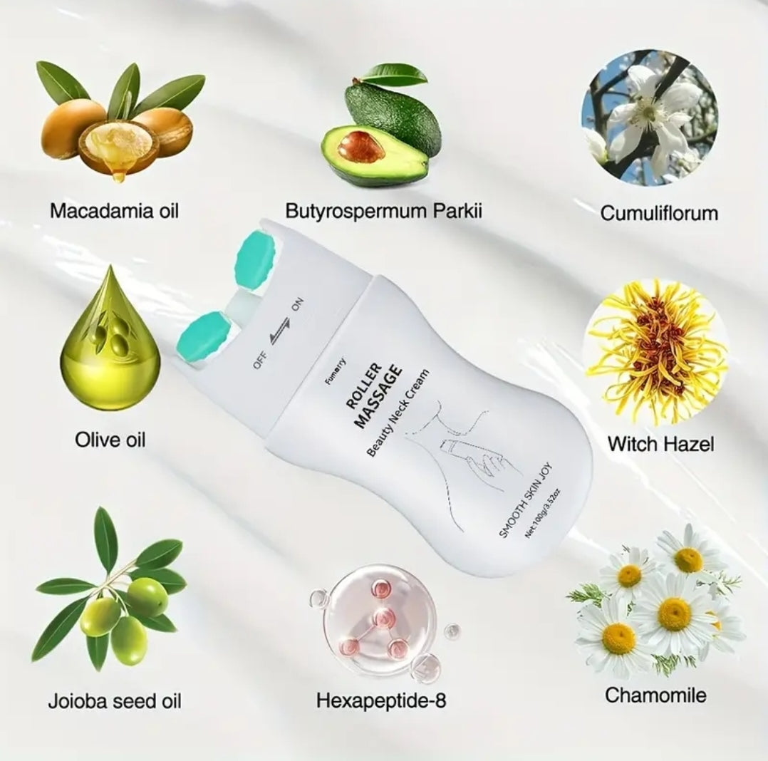 Roller neck massage cream hyaluronic acid,shea butter, witch hazel, firming skincare