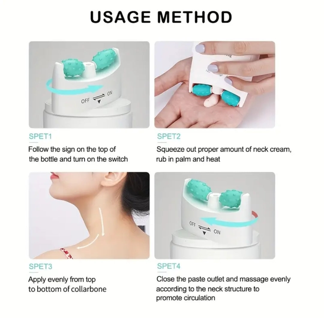 Roller neck massage cream hyaluronic acid,shea butter, witch hazel, firming skincare