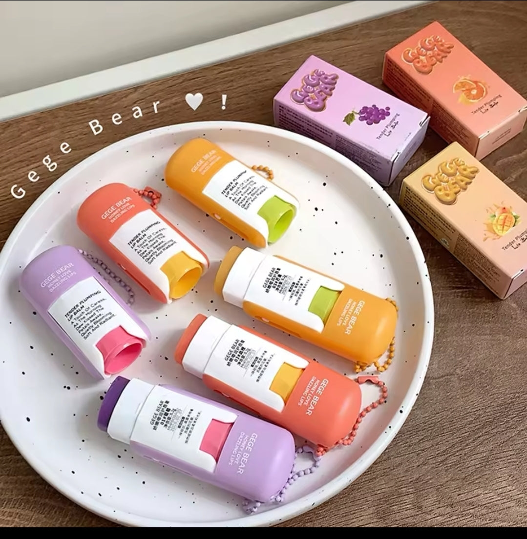 Gege bear large capacity lip balm keychain hydrating moisturizing lip care lipstick base