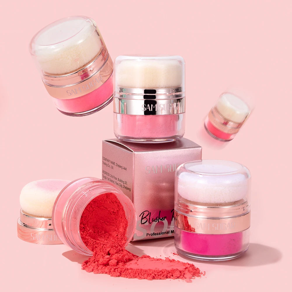 SAM SUGAR 6 color Air Cushion Blush  silky smooth matte eye shadow with an Easy to use Puff for Mushroom Head Loose Powder