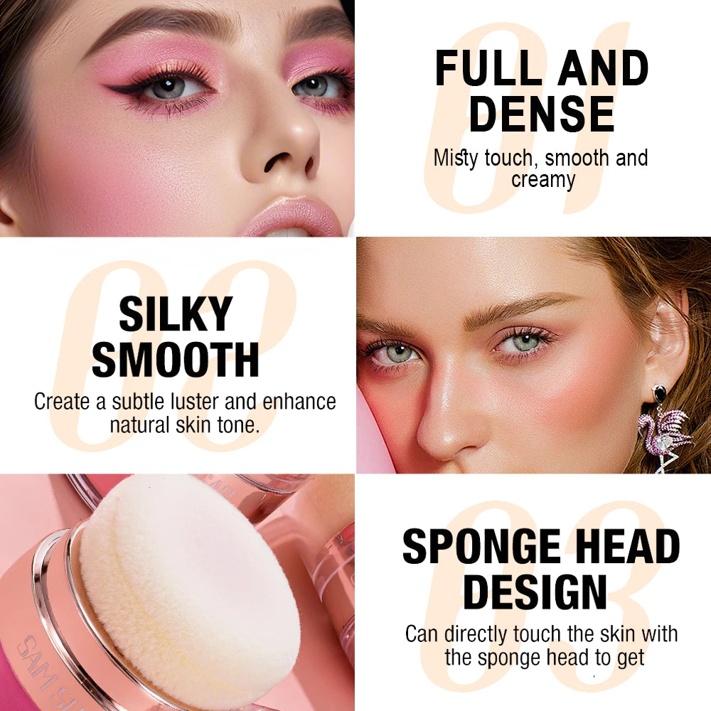 SAM SUGAR 6 color Air Cushion Blush  silky smooth matte eye shadow with an Easy to use Puff for Mushroom Head Loose Powder