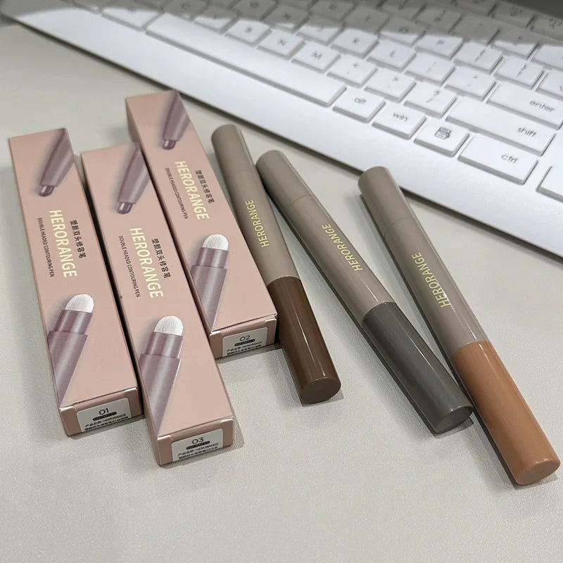 HERORANGE Double-ended Contour Pen for Contouring, Brightening with a Smudge Brush