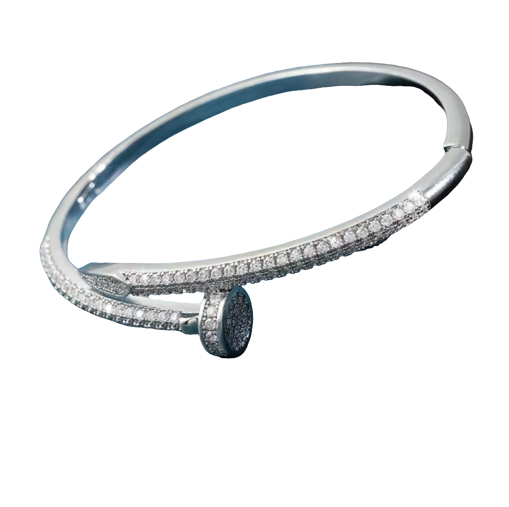 Rhinestone nail inspired cuff bracelet