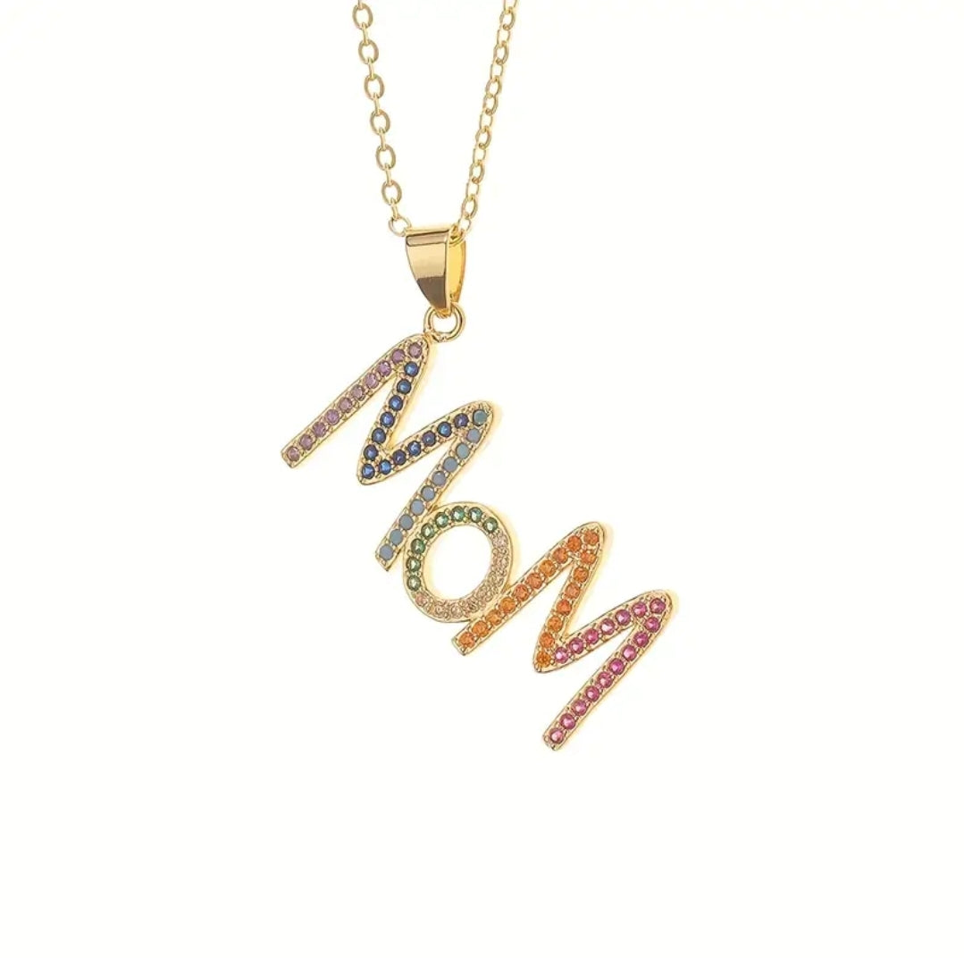 Fashion Rhinestone MOM Necklace Chain Jewelry Gifts Accessories