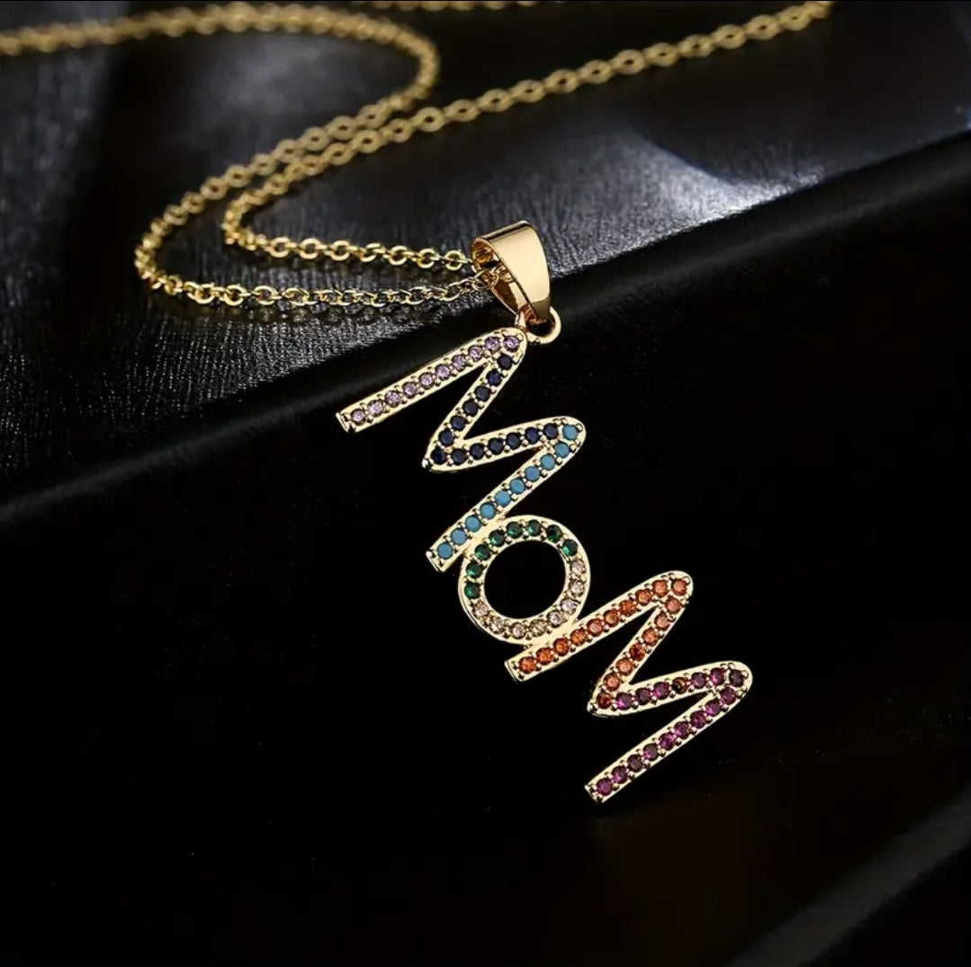 Fashion Rhinestone MOM Necklace Chain Jewelry Gifts Accessories