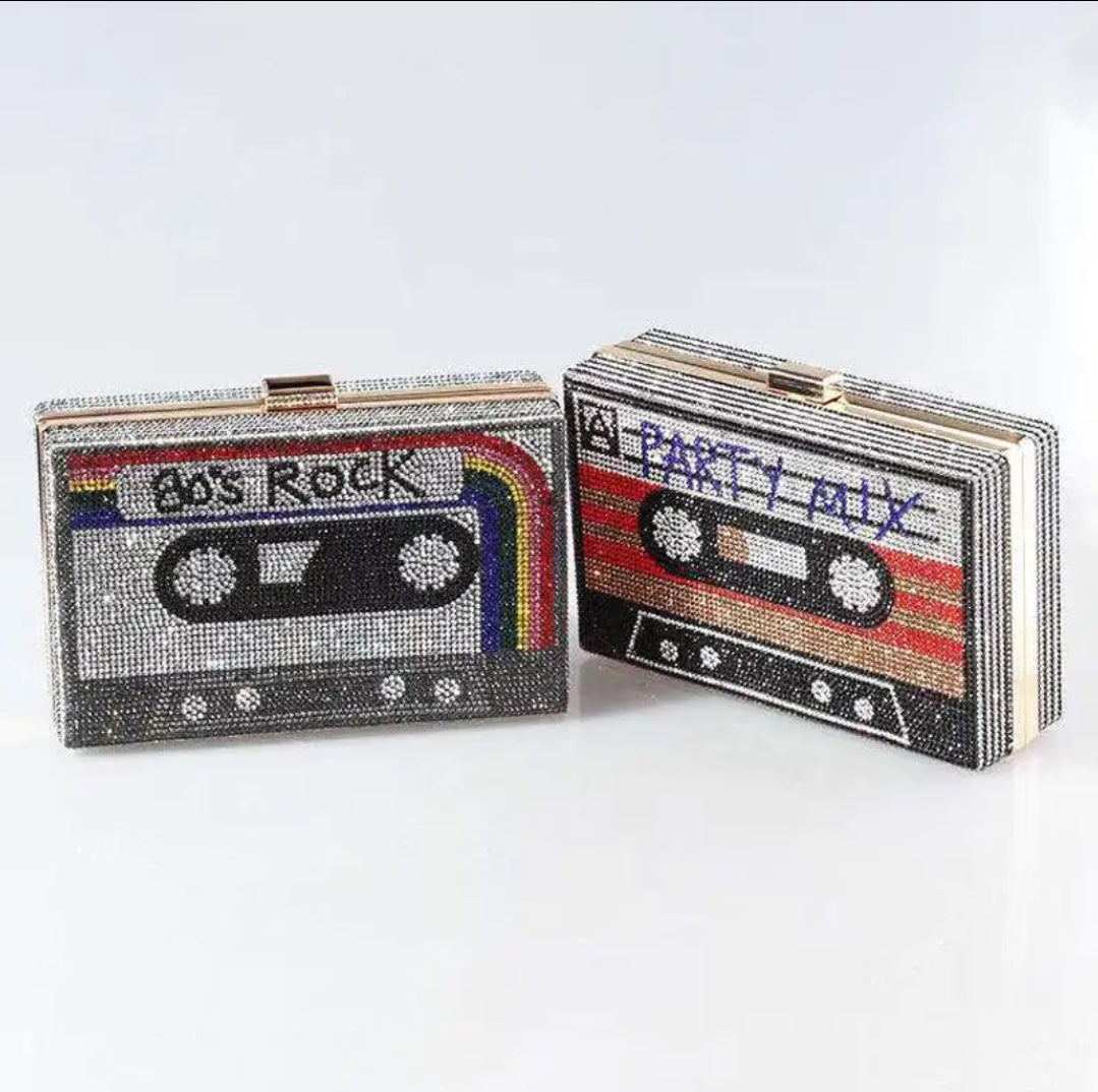 Retro Cassette tape Design Purse Clutch Crossbody Bag Gifts