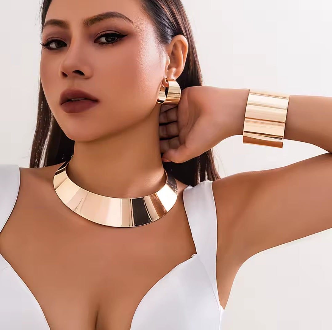 Statement gold necklace jewelry