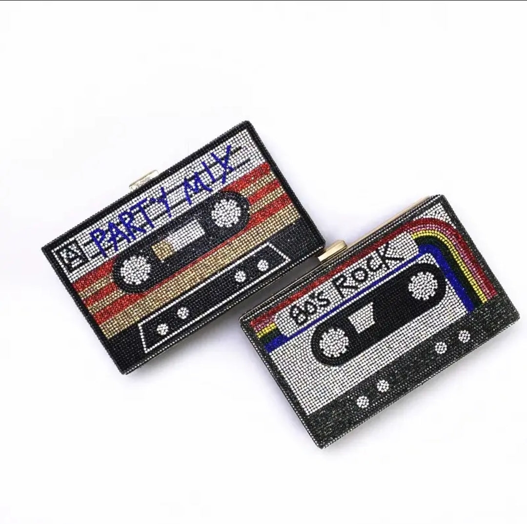 Retro Cassette tape Design Purse Clutch Crossbody Bag Gifts