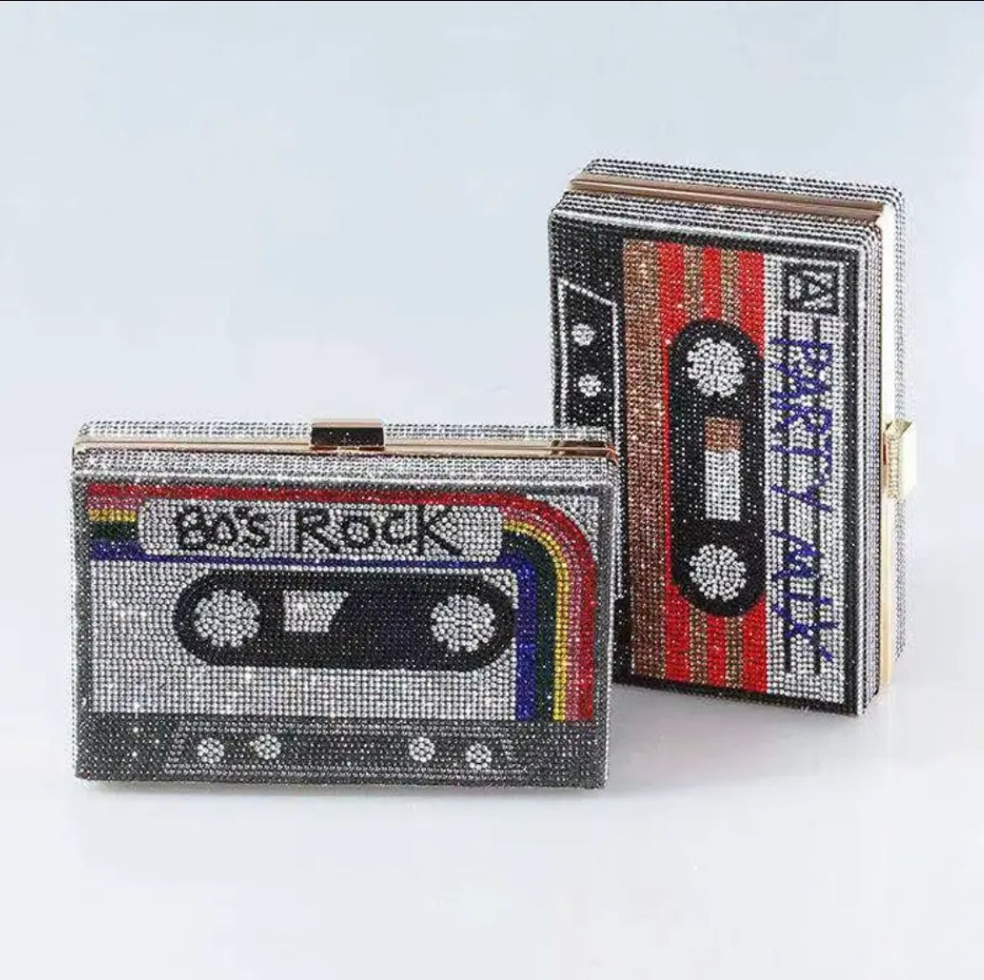 Retro Cassette tape Design Purse Clutch Crossbody Bag Gifts