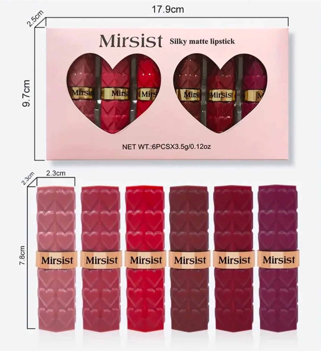 6 Color Matte Lipstick lip gloss set Waterproof & long lasting moisturizing non fade lipstick makeup