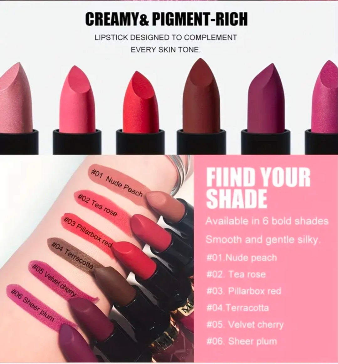 6 Color Matte Lipstick lip gloss set Waterproof & long lasting moisturizing non fade lipstick makeup